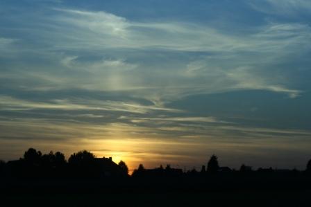 Blue Sky Sunset - I snapped this picture out the car window on a drive from  Amsterdam to Paris.  I love the color of the sky.