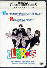 Clerks Movie Poster - Kevin Smith's first film and what some call his best effort in film.  Randall and Dante explore the wonderful world of customer service!