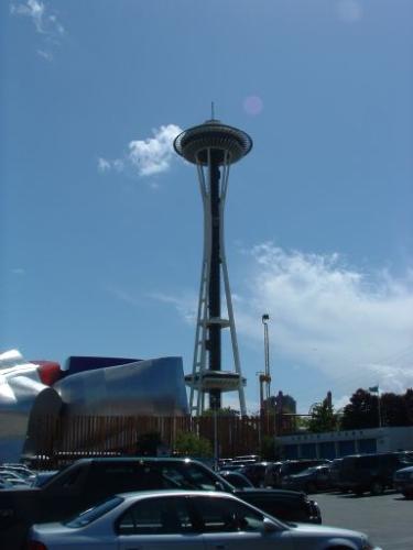 Space Needle Seattle - Picture from the parking lot below the Space Needle in Seattle - looks less impressive from a distance.