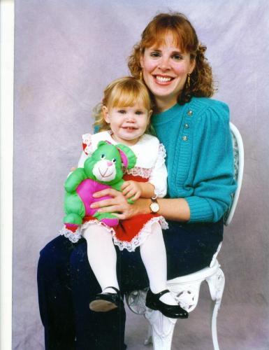 Green Bunny - Daughter with green bunny