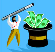 money magic - clip art of a woman making money magically appear
