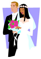 wedding - clip art of a bride and groom
