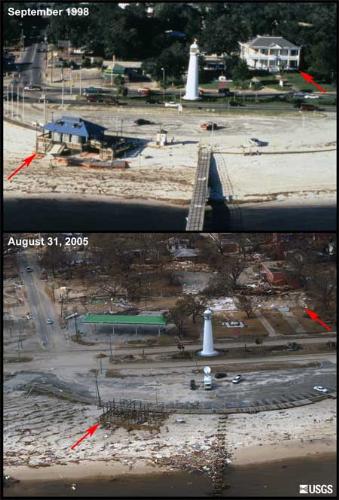 Post-Katrina in Mississippi - Just wanted to let everyone see what my home state still looks like after Katrina.  The most recent pic here was taken right after Katrina, but nothing much has changed in the last year and a half.  My husband and I drove along the beach about a week and a half ago, and it was so bare, I was almost in tears because of the change from the memories I have of the Gulf Coast as a little girl.  I've heard so much about New Orleans and Katrina lately, I just wanted to remind everyone where Katrina actually hit, which was the Mississippi Gulf Coast, and that we had almost total destruction also.