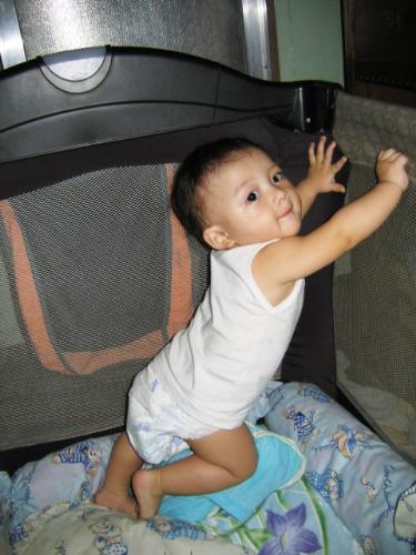 first steps - my son's first attemp to stand up by himself