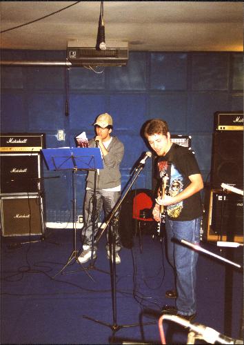 Me and the singer of my first band - Me and the singer of my first band playing in the practice room our songs.