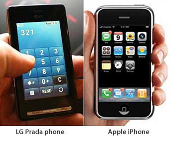 iPhone vs LG Prada - At the same week after Steve Jobs announced iPhone, LG release his ne phone LG Prada