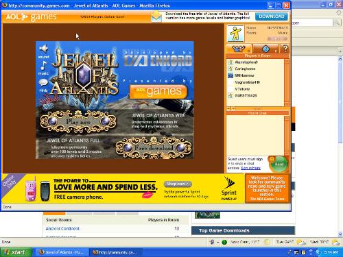 Jewel of Atlantis - This is a neat puzzle computer game that you can download from the Aol Games website.  It is very addicting and challenging and fun to play.  I am definitely hooked on this game.