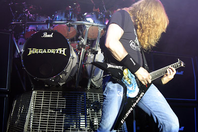 Mustaine - Dave Mustaine the founder of Megadeth playing his signature flying V model.
