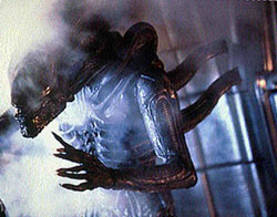 Alien - Alien coming out of the smoke. The scariest cratures from all movies i saw in my opinion.