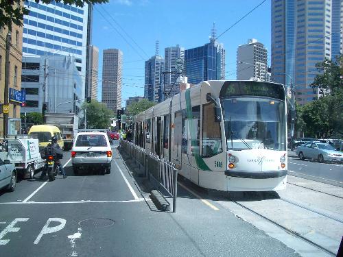 A modern design Melbourne tramcar - This is one of the various designs of tramcar you will see on Melbourne's streets. A modern design Melbourne tramcar - This is one of the various designs of tramcar you will see on Melbourne's streets.