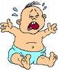 Crying Baby - Cartoon of a crying baby in connection with discussion subject whether or not it's ok to leave a baby crying for hours on end!