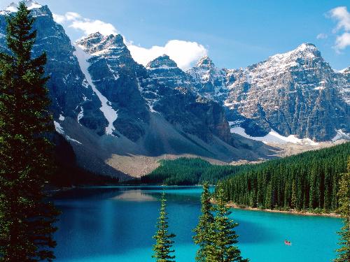 Moraine Lake - A photo of a Moraine Lake and Mountain range in Canada, looks wonderful and what dreams are made of!