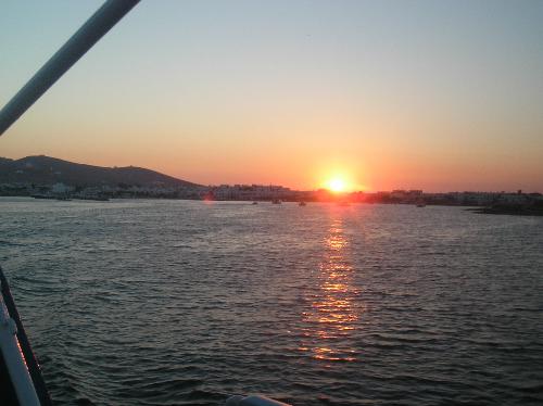 the sunset between paros and antiparos - the sunset on my way to paros from antiparos by boat