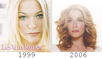 leann rimes - look at the difference of her face from the year 1999 to last years pics 2006
