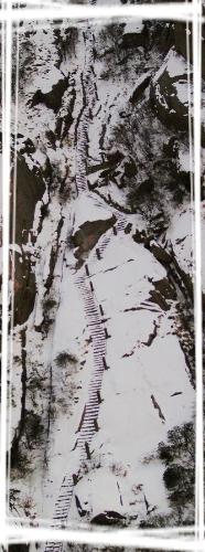 steps covered with snow - Huangshan's most tough way to climb