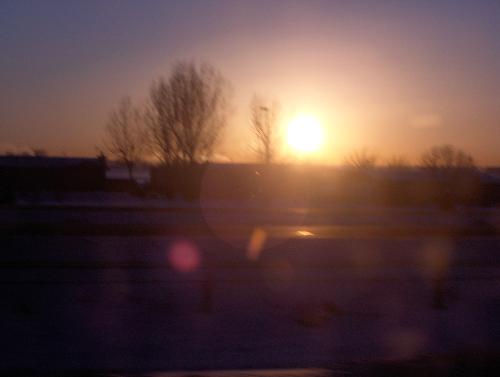 This is the sunrise on the way to work in Colorado - Sunrise, in Colorado USA west toward Boulder