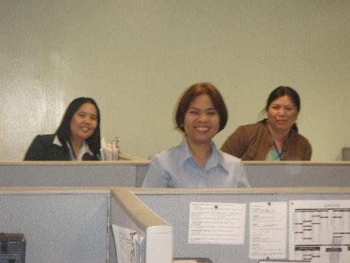 At our workplace - This is our workplace. With me are my colleagues Elna & Cata.