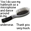 Dancebrush - photo of hairbrush as a microphone to be used at home while singing along. 