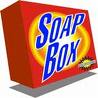 Soapbox - Cartoon picture of a soapbox. A soapbox is what people stand on to preach to crowds, although why it is actually called a 'soapbox' I do not know!