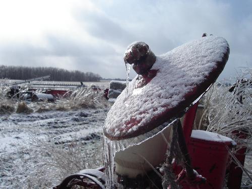 Frozen Machinery - Machinery covered in snow and ice.