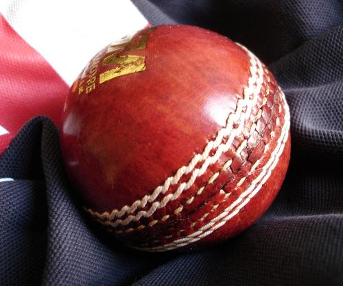 red cherry - the ball made of cork and covered with leather is used for cricket matches. a red ball is used for test matches which are 5 day enncounters and a white ball is used for one day mathes. cricket is the best game in the world