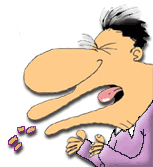 Sneeze - A cartoon image of someone sneezing who may have a cold or according to some beliefs the devil has got into your body and your trying to get him out!