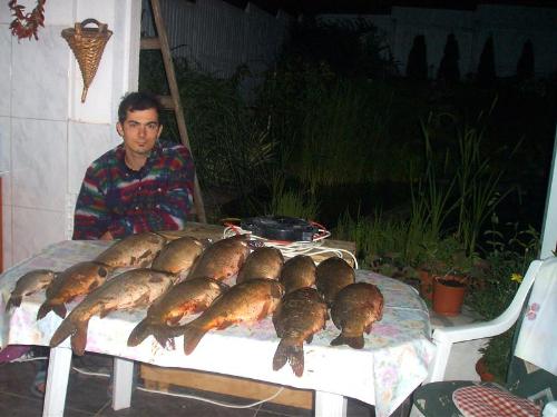 Fishing - a picture of my fishing partner and our catch :)