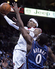 iverson vs. arenas - matchup of two of the best shoot-first point guards, allen iverson vs. gilbert arenas