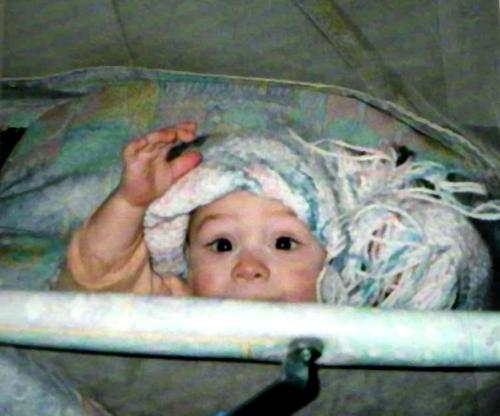 playing peek-a-boo - My son playing peek-a-boo with me as a baby