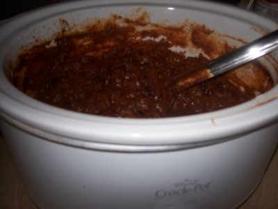 homemade chili in my crockpot today... -  This is what my crock pot has in it right now ...wish i had some hotdogs to go with it ...lol