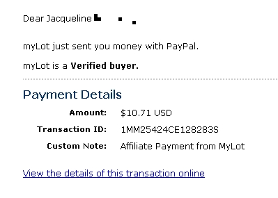 MyLot Payment Money Screen Shot From Email........ - MyLot Payment Money Screen Shot From Email...................................
