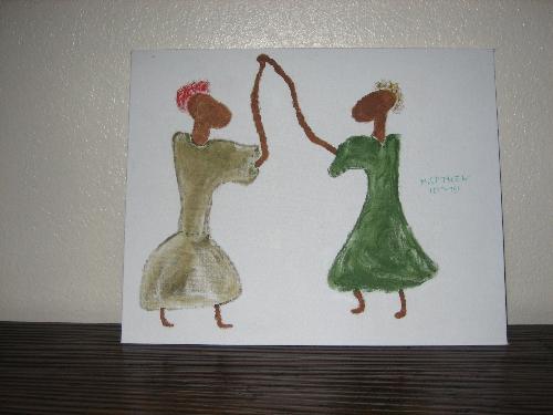 Two Africian women in agreement in prayer. - Another art piece.