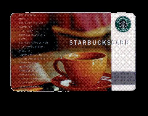starbucks card - its how one of the starbucks cards looks.