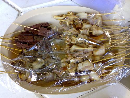 Ear of Pig, Blood of Chicken, Large Intestine of P - Blood of Chicken (Upper Left), Large Intestine of Pig (Lower Left), Ear of Pig (Right)