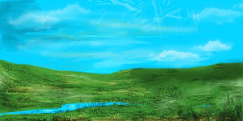 Hilly terrain - A digital painting done in Photo shop CS2 Hilly terrain - A digital painting done in Photo shop CS2