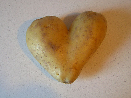 potatoes inside my heart - this is the piece of potato like the heart , and it is inside my heart too ,,, ummmm i like it