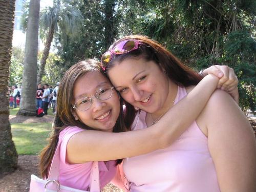 Walkathon - A picture of Kayleen and me at our school walkathon. We were walking around 10 Km's around the whole city.