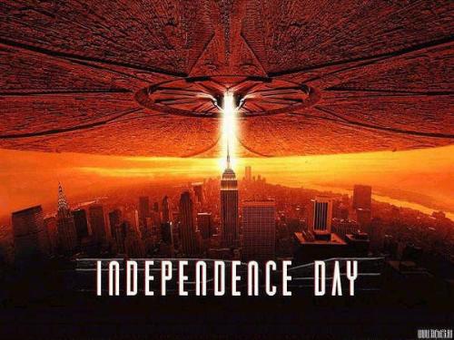 independence day - imagine that huge big ufo came oneday to the earth,and all the theories about that we are alone in the universe has gone.. i hope that this happen oneday,but sure in peace