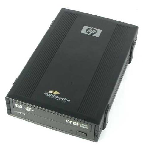 HP dvd640e External DVD Writer with LightScribe - Although the plus points of LightScribe technology are evident, the market response so far has defied conventional trends, exhibiting instead lethargic adoption rate at best. Probable explanations for this could be the low supply of LightScribe-enabled media and the high retail price of LightScribe DVD writers, which in most cases, are between 15 ? 20% more than plain-Jane DVD writers. As such, consumers who already have stacks of media in their possession and those who had earlier invested in adhesive labelers or printers that can print directly onto the surface of optical discs, there is simply no compelling incentive to purchase a LightScribe DVD writer right now and consequentially having to stock up on LightScribe-enabled media.