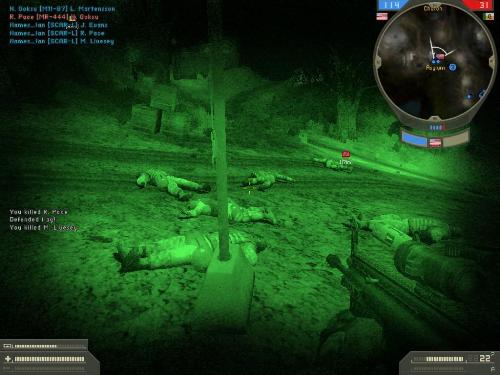 A whole lot of dead bodies - A whole lot of dead bodies viewed with night vision. Screen taken from Singleplayer mode.