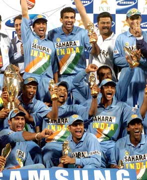 Cricket - Indian cricket team celebrating.
