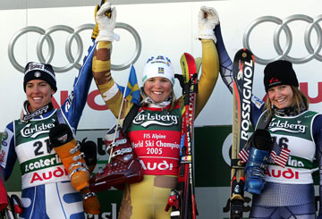 Anja Pärson on top! - Anja celebrating her gold medal