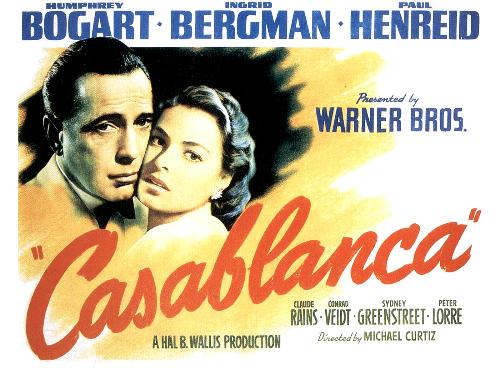 casablanca - casablanca is a wonderful release from 1942 staring Humphrey Bogart and Ingrid Bergman about the unoccupied morocco during the second world war its a great romance and a wonderful release