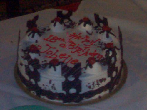 my birthday cake - my birthday was held at jovens grill and seafood.. that is my birthday it is quite simple but expensive..:) the flavor is chocolate..yum yum i really love chocolate... as what you have notice it is full of chocolate..