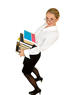 Women with books - Women working for a library with loads of books