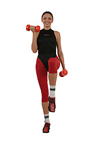 Exercising Women - Women doing dumbles to build her body