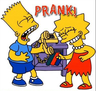 Simpsons Prank Call - A picture of Bart and Lisa Simpson doing one of their prank calls to Moe&#039;s Bar