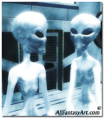 Aliens - a picture of 2 aliens,seems communicating in a special way like..mind communication without talking Aliens - a picture of 2 aliens,seems communicating in a special way like..mind communication without talking