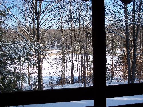 winter view off deck - view of pond off of the deck