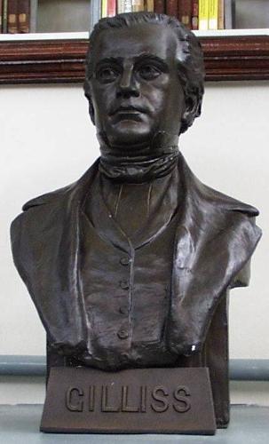 Gilliss Bust - This bust of James Melville Gilliss (1811-1865)is plaster and the library has photos of it displayed in its natural white It was painted a bronze color at some unknown date, probably to match the color of the bronze Maury bust.